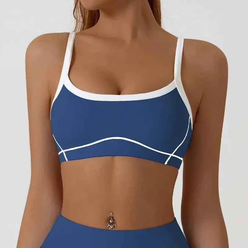Women's Shock-Absorbing Sports Bra – Color Block Full Cup Breathable Gym & Yoga Tube Top