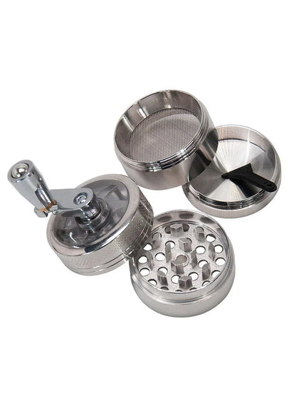 4-Layer Herb & Spice Grinder – 40mm Zinc Alloy Manual Hand Crank Mill