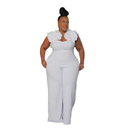 Plus Size Women Clothes Jumpsuit Summer Clothes Black Urban Leisure Bodysuit New 2024 Wide Leg Jumpsuit