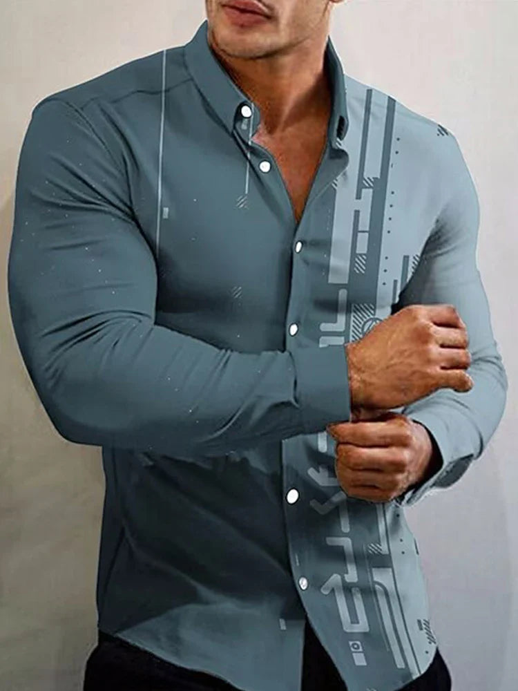 2023  New Arrival Fashion Shirts For Men Casual flowers Print  Long Sleeve Button Top Men's Clothing Oversized