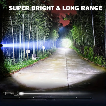 Rechargeable Zoomable LED Flashlight – 2-Pack, 200-500m Range, 5-8 Brightness Levels