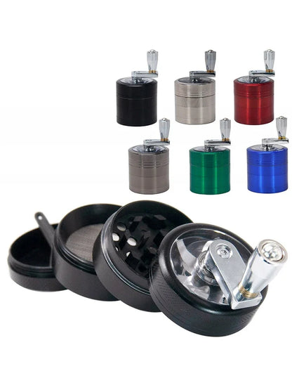4-Layer Herb & Spice Grinder – 40mm Zinc Alloy Manual Hand Crank Mill