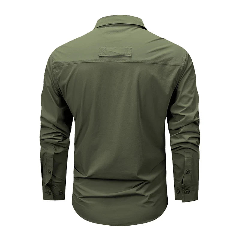 Spring Men Tactical Work Long Sleeve Shirt Man Outdoor Casual Multi Pocket Shirts Male Autumn Breathable Cargo Oversized Blouses