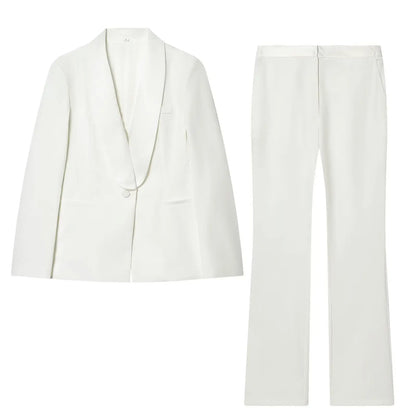 HH 2026 Women New Fashion Solid 2-Piece Set Single Button Long Sleeve Blazer Jacket+High Waist Zipper Pockets Solid Long Pants