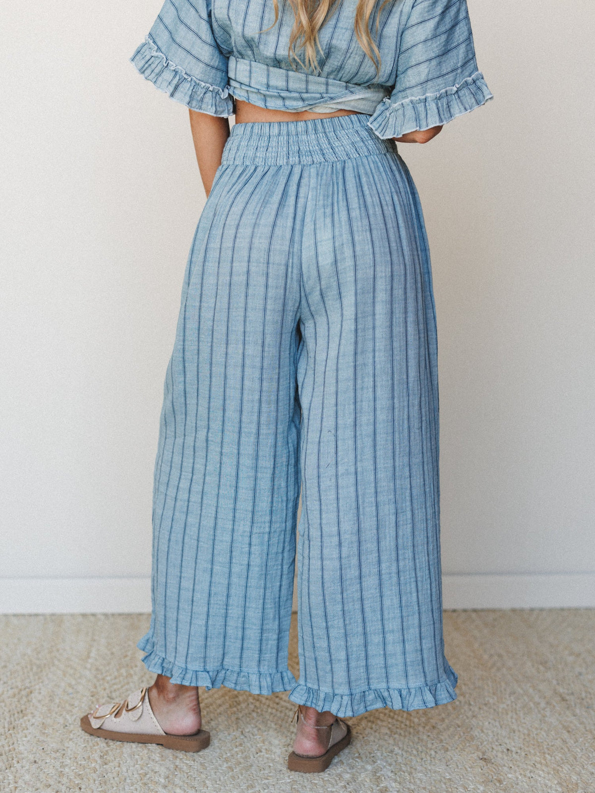 Beachy Breeze Striped Pants - Denim