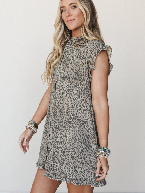Boho Safari Dress - Leopard