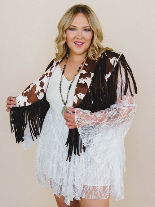 Cowgirl On the Loose Printed Poncho - Chocolate