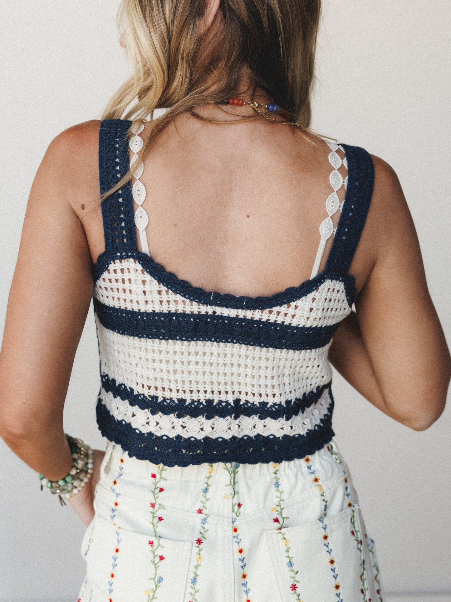 Cottage Garden Top - Navy Multi