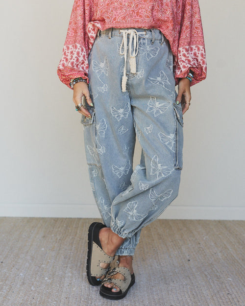 Butterfly Denim Pant - Denim