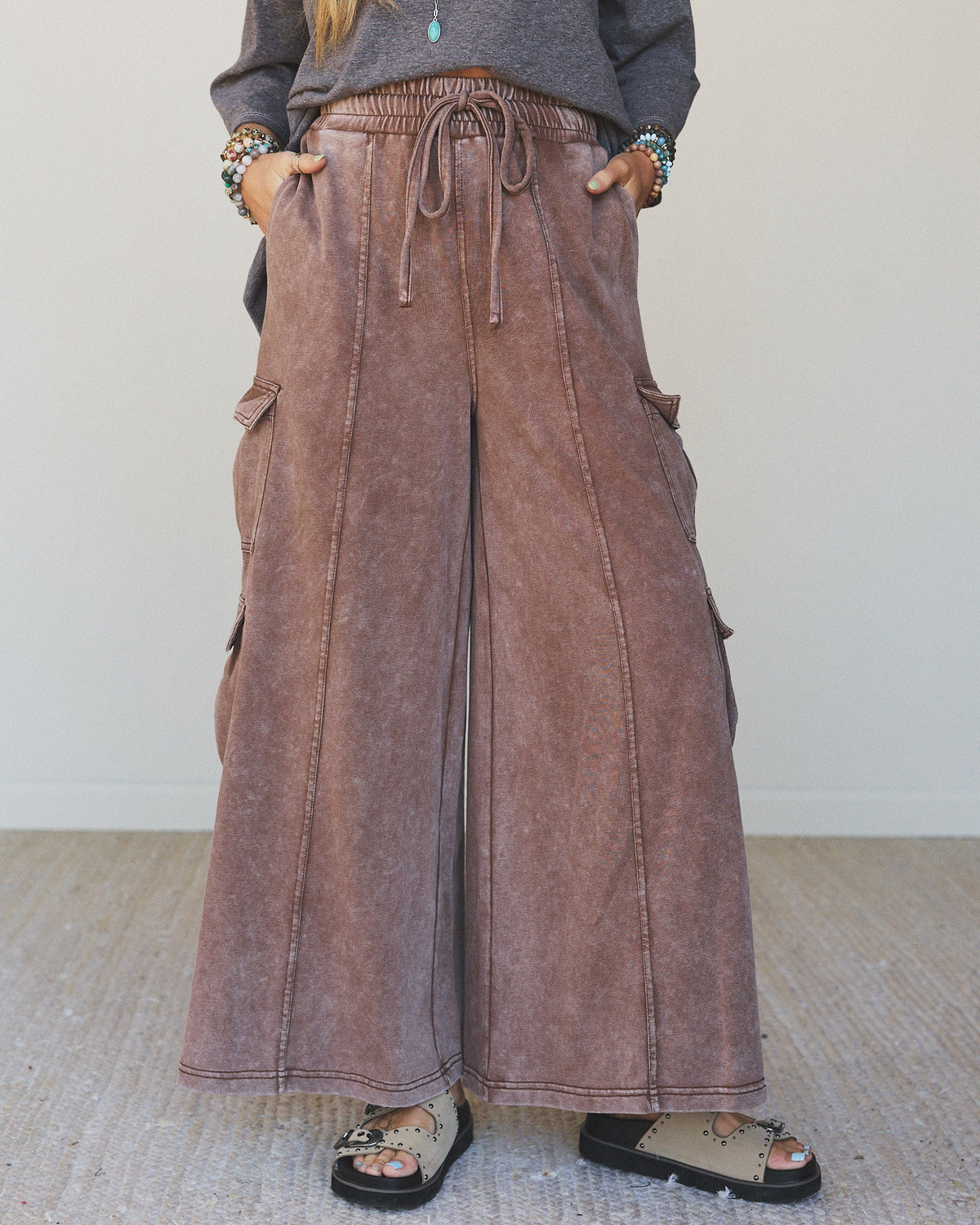 Cool Theory Wide Leg Pants - Brown