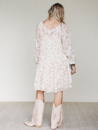 Beth Floral Print Dress - Cream