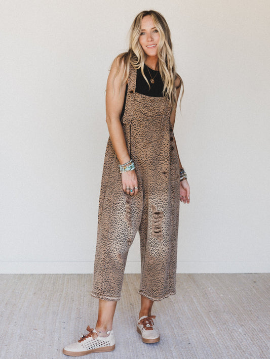 High Hopes Slouchy Denim Overalls - Mocha Brown