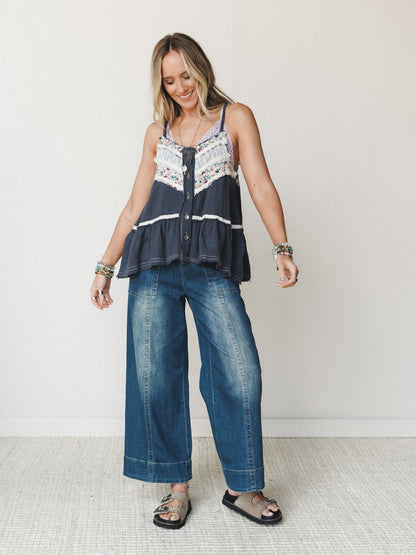 Boho Dreaming Top - Navy Charcoal