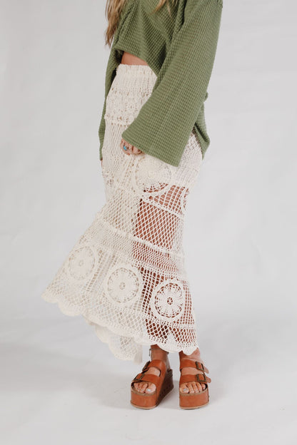 Boho Canyon Crochet Skirt - Natural