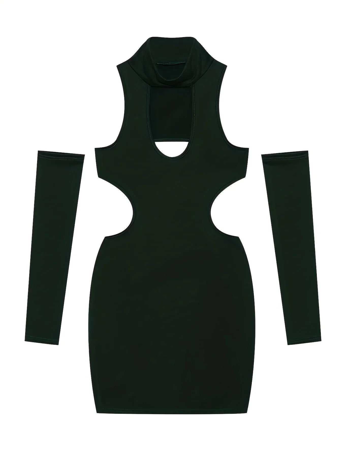 Spring and Summer New Style Dress Europe and the United States Sexy Solid Color Hollow Neck Tight Hip Dress