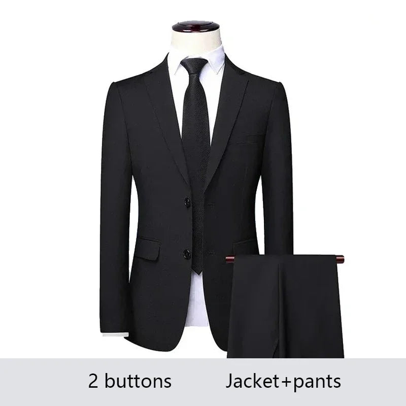 High Quality Men Suits 3 Pieces Elegant Blazer 2 Sets Luxury Wedding Business Vest Pants Coats 2023 Formal Jackets