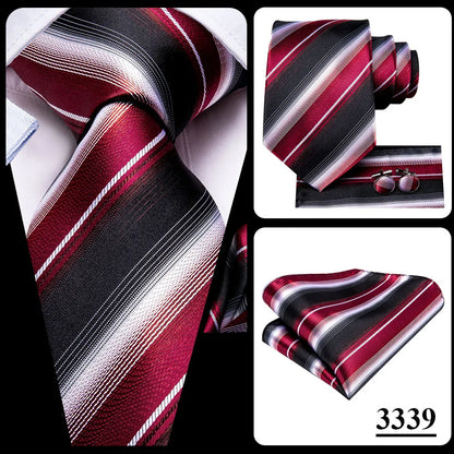 Hi-Tie Designer Silk Wedding Tie For Men Blue White Plaid Handky Cufflink Set Fashion Necktie For Men Business Party Wholesale