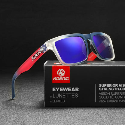 KDEAM Square Men's Polarized Sunglasses Outdoors Lifestyle Coating Sun Glasses New Matching Colors With Box