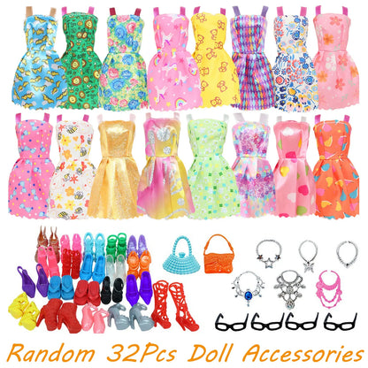 Random Doll Accessories Mini Dress Shoes Boots for 11.5'' Doll 30cm Handbags Crowns Hangers Glasses Doll Outfit Clothes Kids Toy
