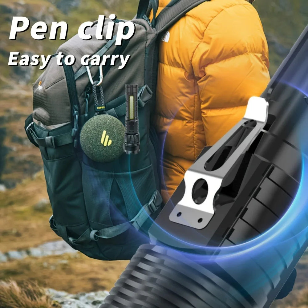 Rechargeable Zoomable LED Flashlight – 2-Pack, 200-500m Range, 5-8 Brightness Levels
