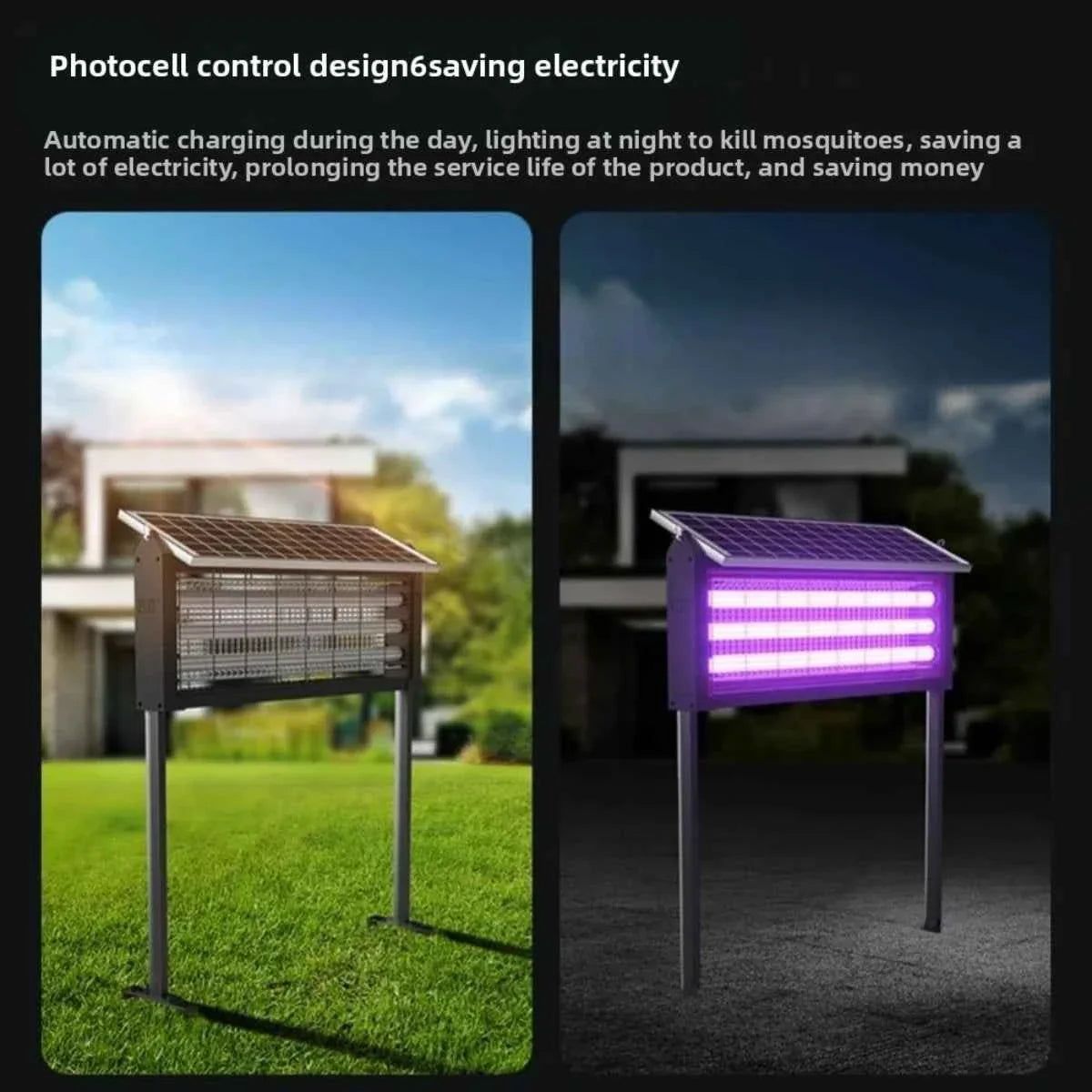 JOYINLED Powerful 15/40W Solar Mosquito Killer Lamp & Outdoor Garden Light, Waterproof Electric Insect Trap with UV Attractant