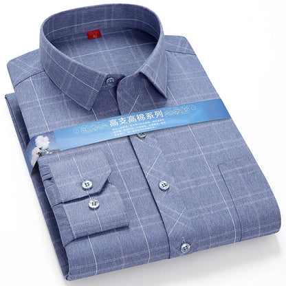 Plus Large 5XL 6XLsize Mens COTTON+Polyester NON-Iron Dress Shirt Regular Fit Soft Easy Care Smart Casual Purple Social Shirts