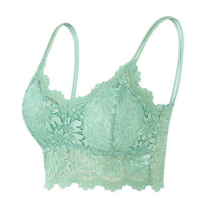 1PC Women Lace Bras Top Comfortable Bralette Solid Color Sexy Underwear Vest Female Hollow Out Wireless Lingerie Seamless Bra