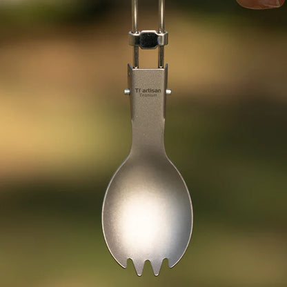 Tiartisan Titanium Foldable Cutlery Set - Portable Fork Spoon Knife for Outdoor Camping Hiking