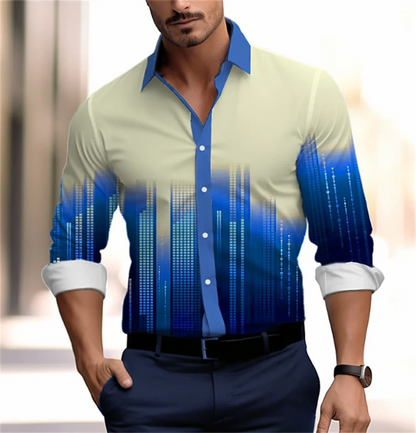 Gradient Men's Clothing Soft and Comfortable Men's Shirt Summer Hawaiian Shirt High Quality Men's Clothing Fashion Button Design