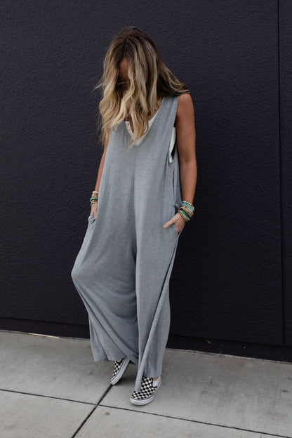 Good Things Wide Leg Jumpsuit - Heather Gray