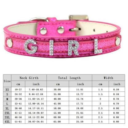 Personalized Dog Collar Bling Rhinestone DIY Names Puppy Cat Leather Collars Small Large Dog Necklace Free Name Pet Accessories