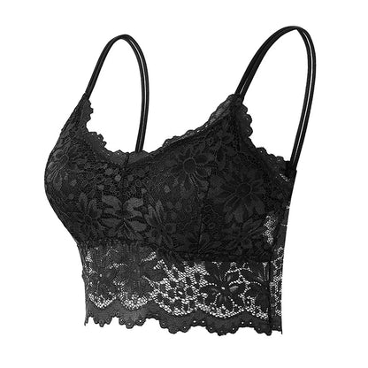 1PC Women Lace Bras Top Comfortable Bralette Solid Color Sexy Underwear Vest Female Hollow Out Wireless Lingerie Seamless Bra