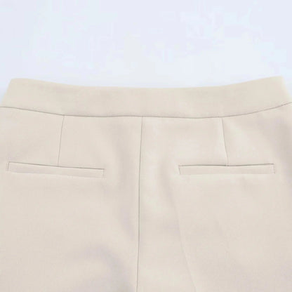 KONDALA 2026 Spring Summer Elegant Office Lady Solid Suits Fashion Slim Single Button Shrug Blazers Chic Zipper Flare Pants