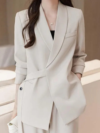 plus Size Wide Leg Pants Two Piece Set Big Brand Women's Spring Autumn New Sle Jaet And Pants Suit for Young Women 8-25