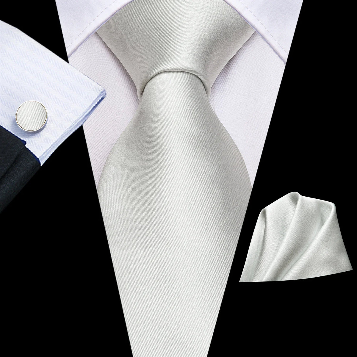 Hi-Tie Sage Green Pink Blue Solid Silk Wedding Tie For Men Handky Cufflink Mens Necktie Set Fashion Designer Business Party
