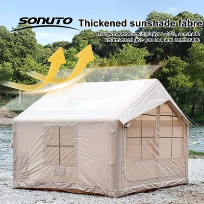 7.5㎡ Quick Setup Large Inflatable Tent with Pump Windproof 420D Oxford Fabric Instant Air Tent for Camping Beach Party Garden