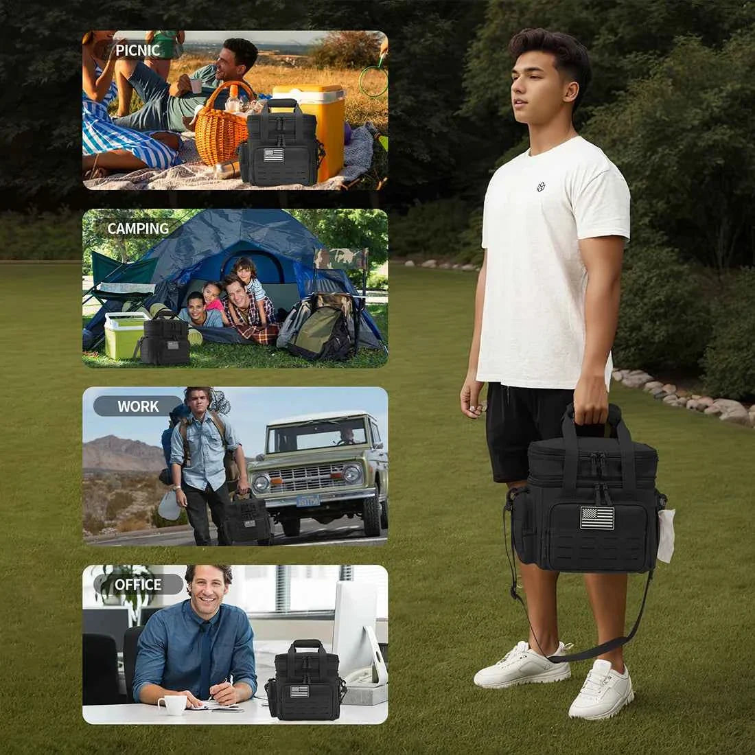 Men's Tactical Insulated Lunch Cooler Bag – Expandable 18L, Leak-Proof