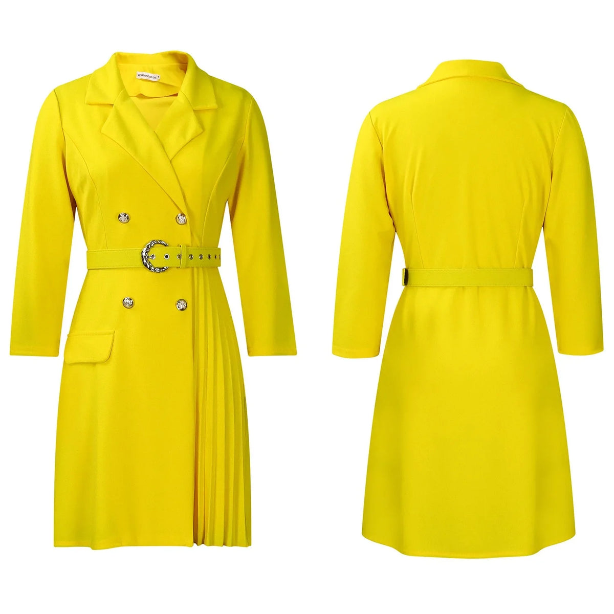 Elegant Dresses for Woman 2024 Autumn Winter New Trends Notched Collar Full Sleeve Sashes Pleated Mid Calf Solid Fashion Dress