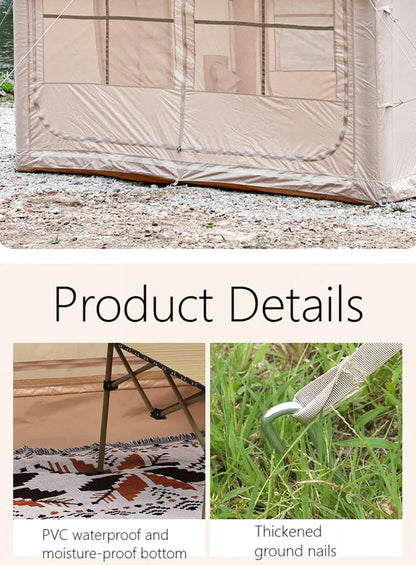 7.5㎡ Quick Setup Large Inflatable Tent with Pump Windproof 420D Oxford Fabric Instant Air Tent for Camping Beach Party Garden
