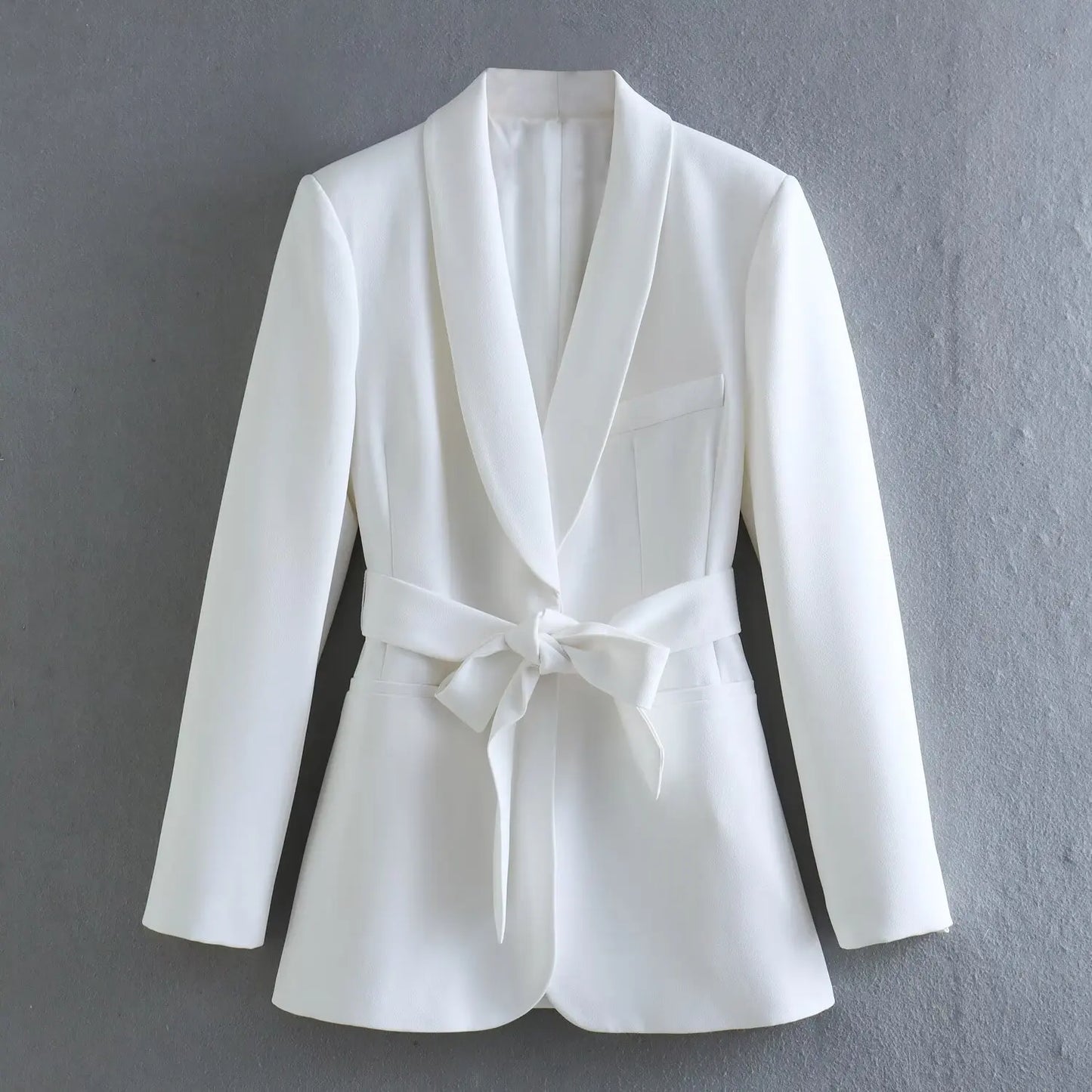 Spring and Autumn Women's Casual Blazer Chic Outerwear Slim Straight Pants Long Sleeve V-Neck Belted Office Commuter Suit Set