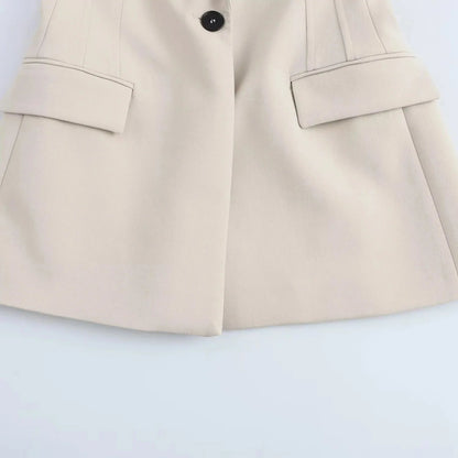 KONDALA 2026 Spring Summer Elegant Office Lady Solid Suits Fashion Slim Single Button Shrug Blazers Chic Zipper Flare Pants