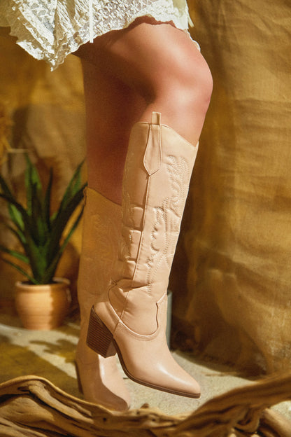 Miller Cowgirl Boots - Nude