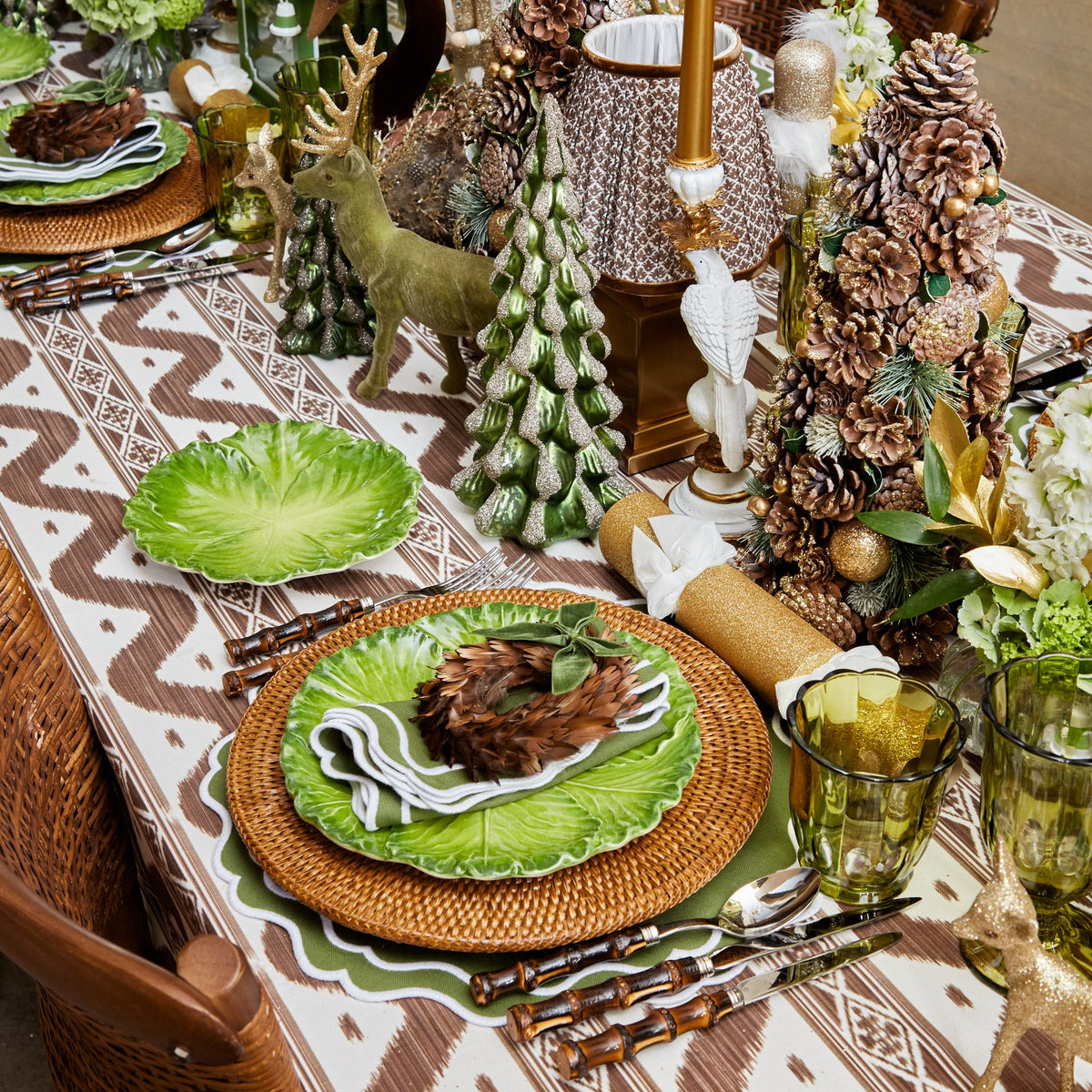 Green Serena Cabbage Dinner Plates (Set of 4)