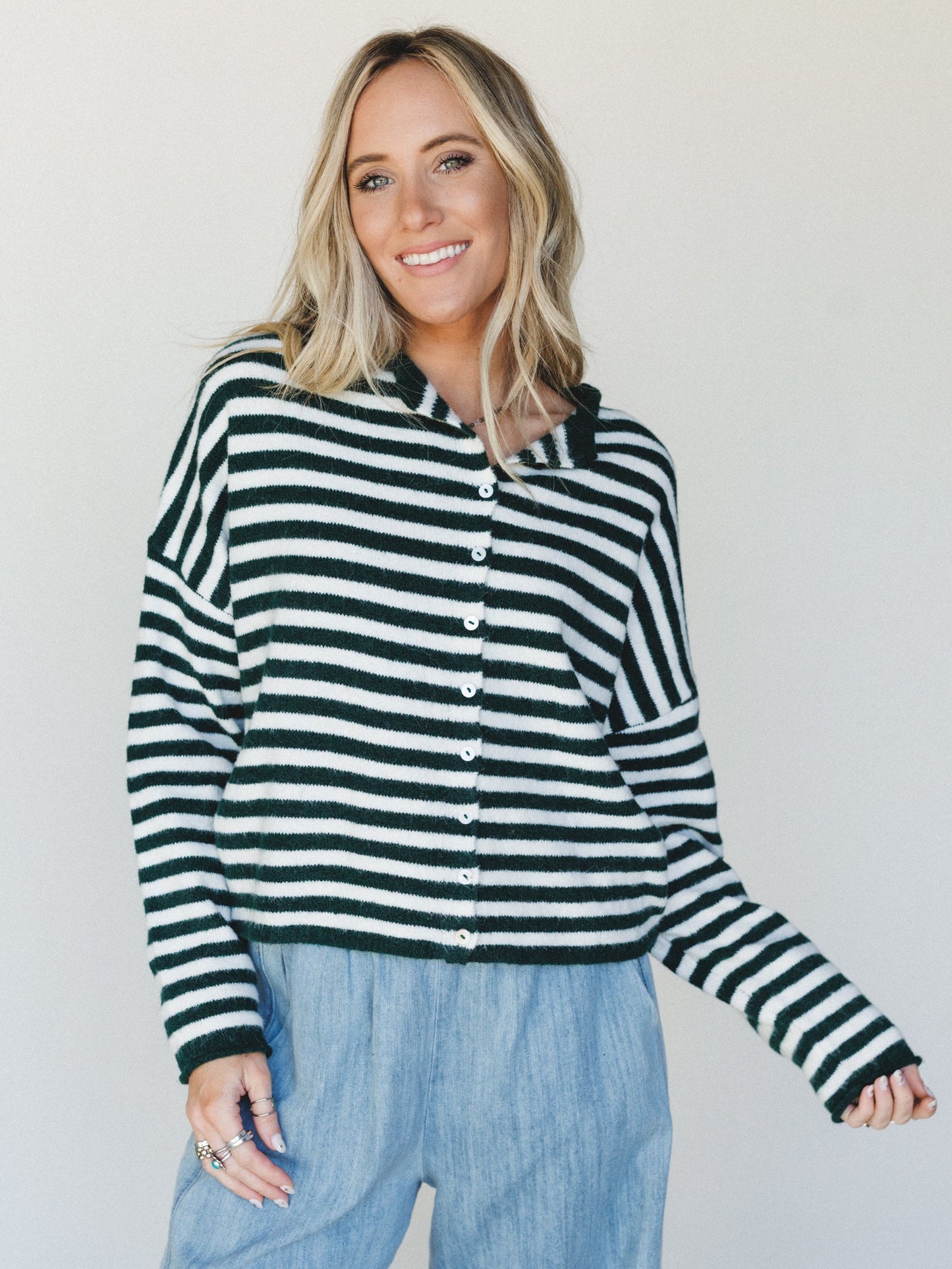 Aira Button Down Cardigan - Forest