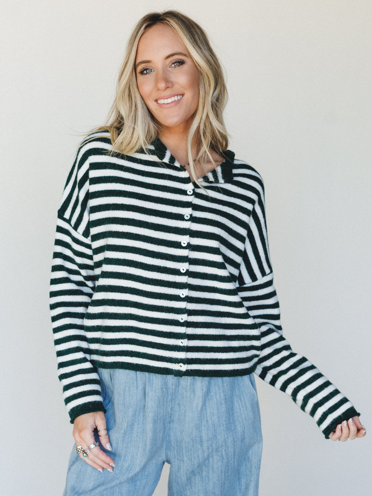 Aira Button Down Cardigan - Forest - Pre Order