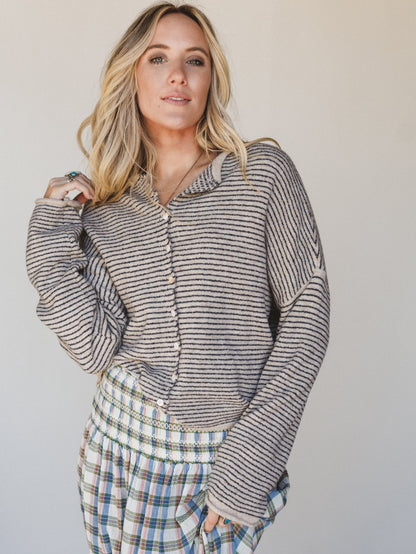 Amara Button Down Cardigan - Natural