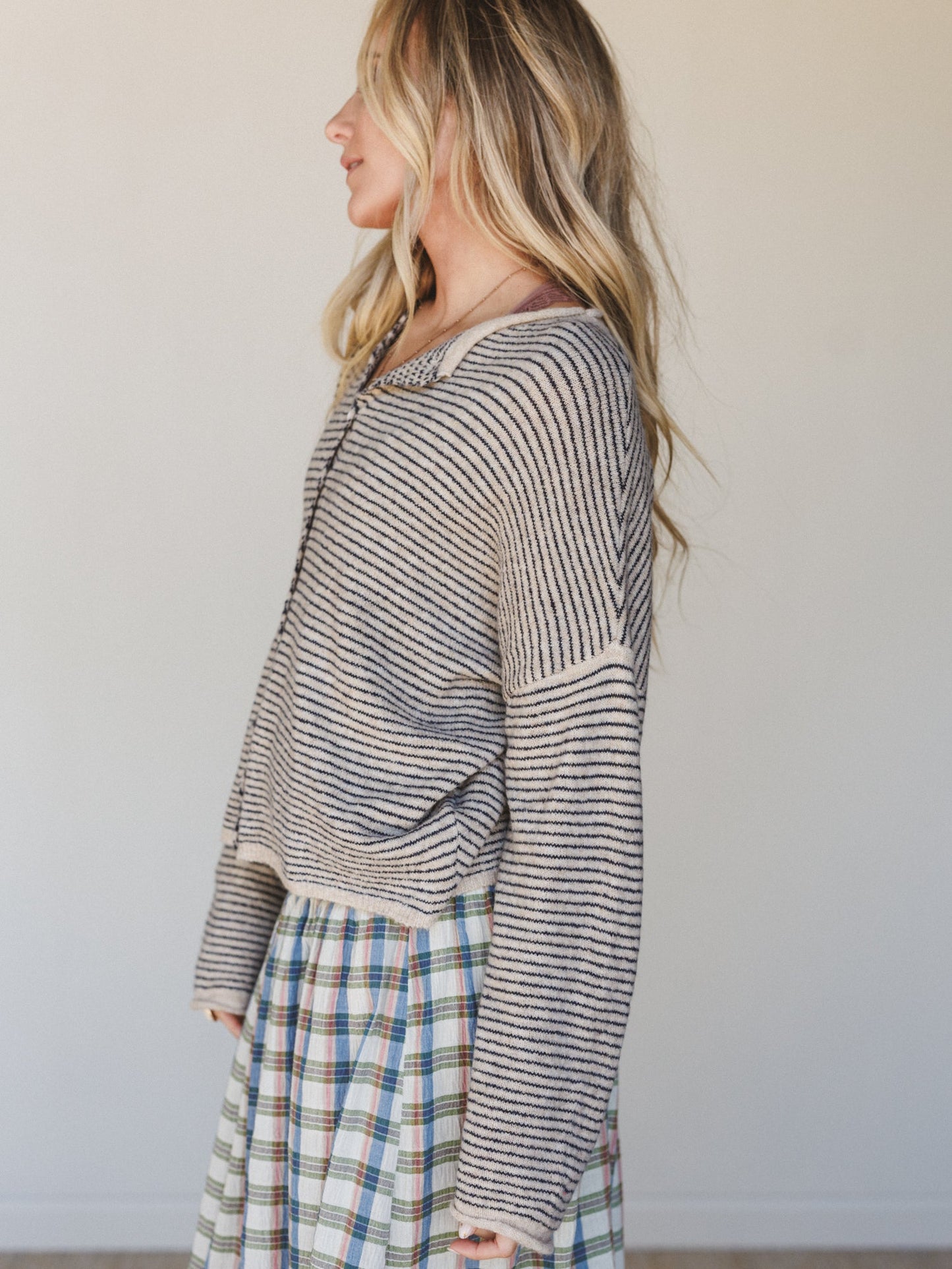 Amara Button Down Cardigan - Natural