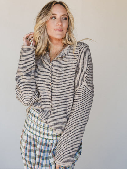 Amara Button Down Cardigan - Natural