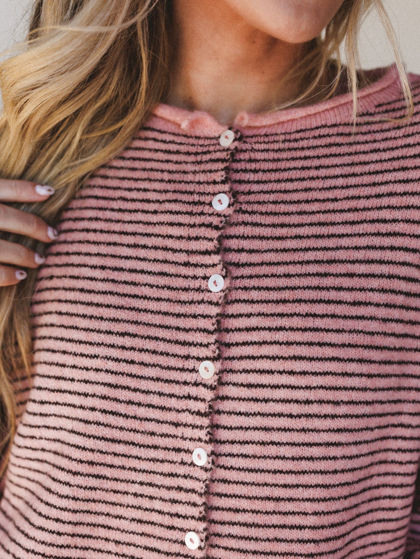 Amara Button Down Cardigan - Rose