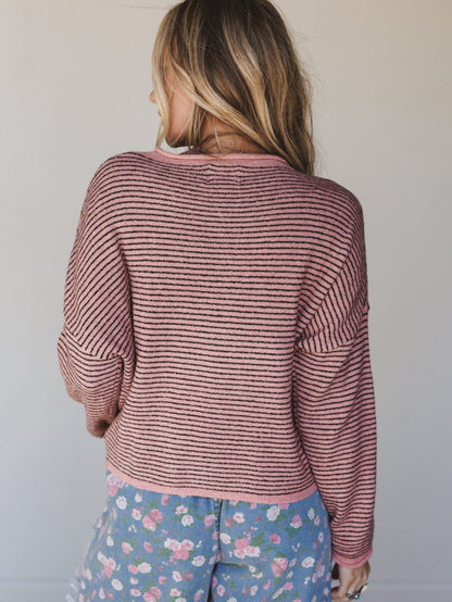 Amara Button Down Cardigan - Rose